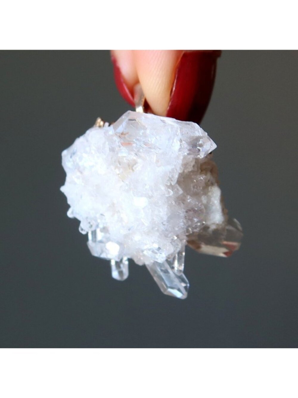 Clear Quartz Pendant Crystal Cluster Energy Gold-Tone Natural Gemstone Charm Raw